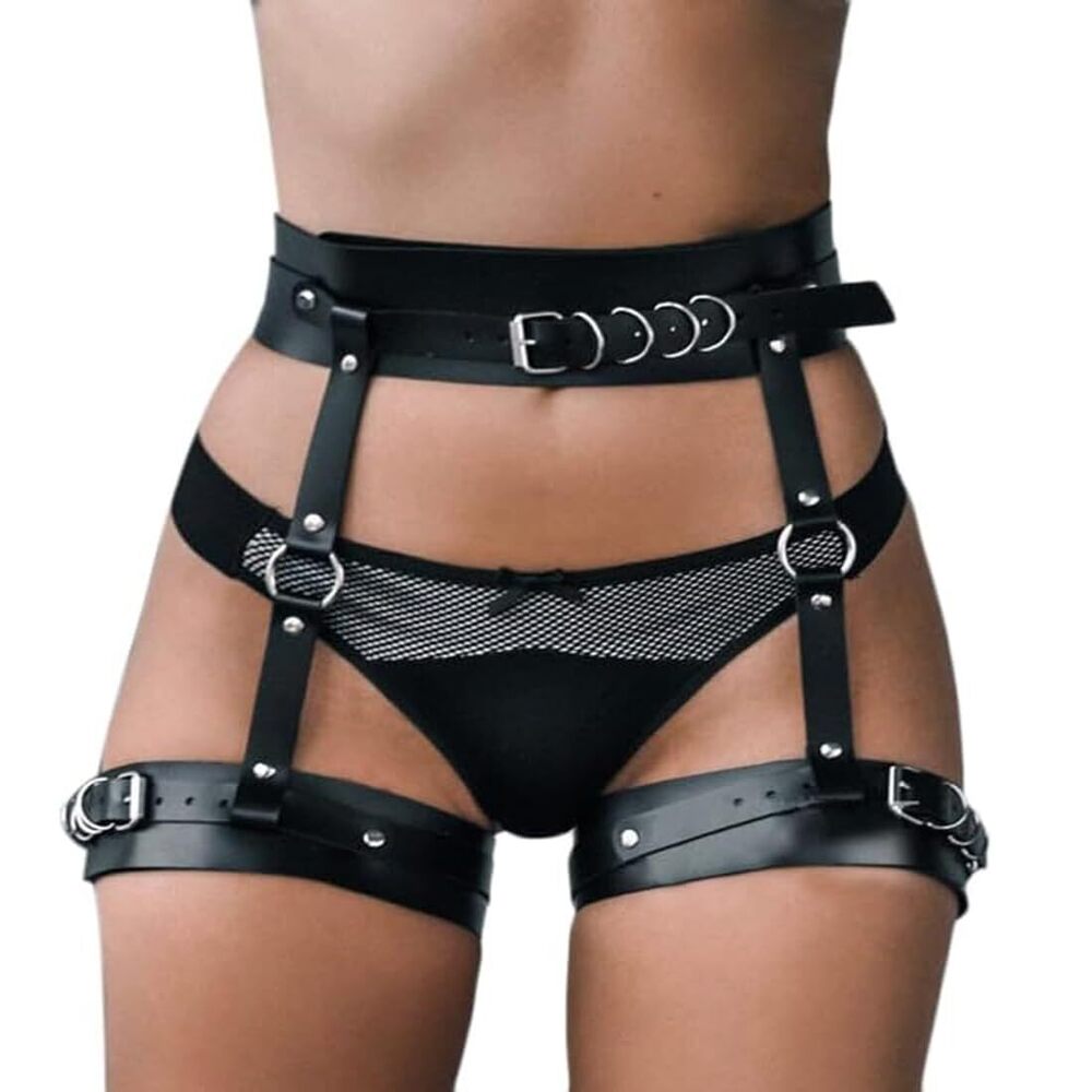 8396 Punk Leather Leg Harness Gothic Garter Belt Leg Harness Thigh Holster